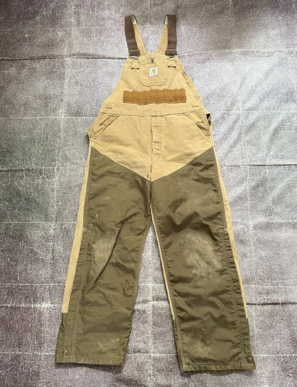 Men's Vintage 90s Carhartt USA Double Knee Front Hunting Bib Overalls Sz 34 X 30